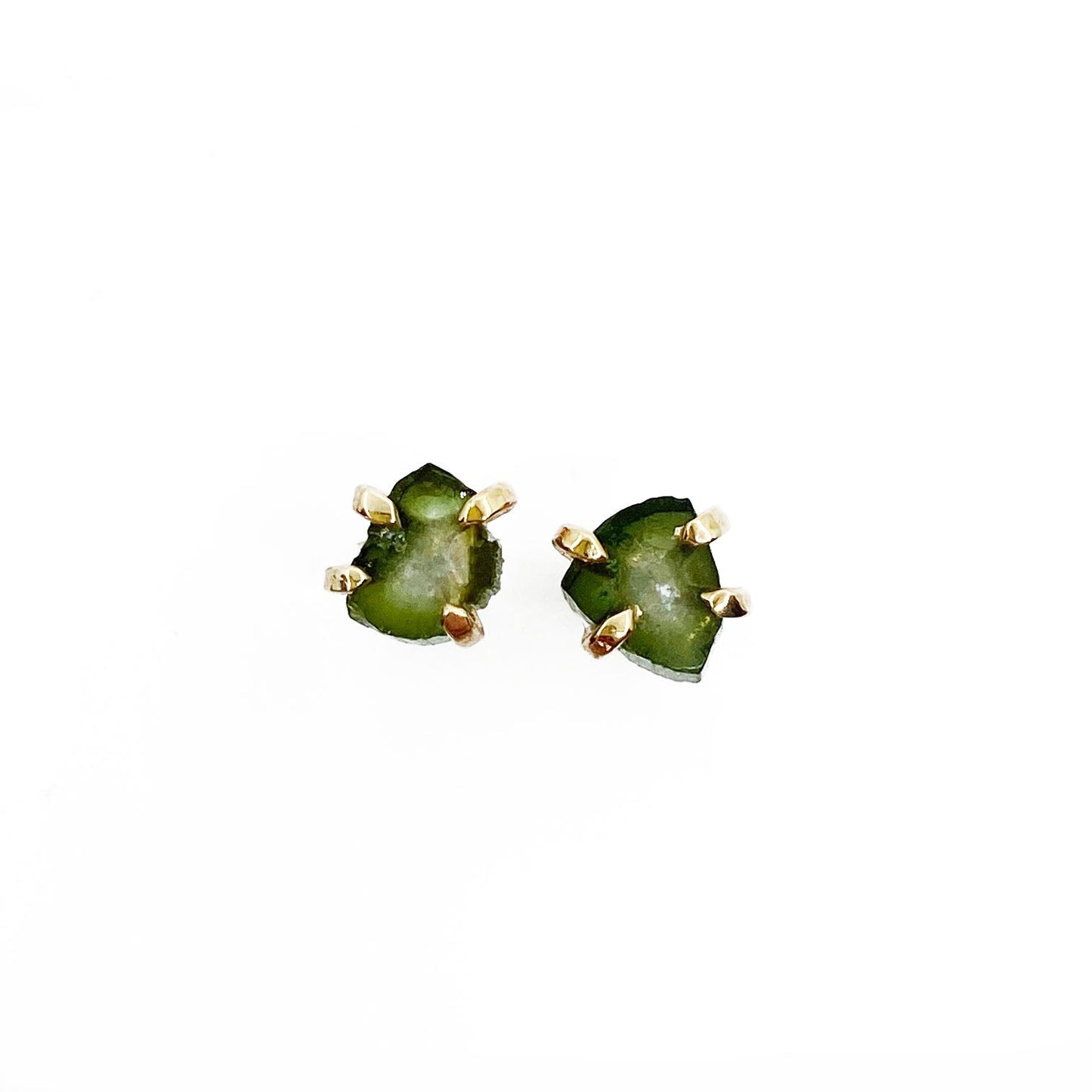 14k Green Watermelon Tourmaline Studs - Mettle by Abby