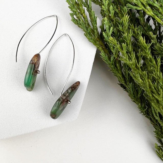 Chrysoprase Thread Earrings - Mettle by Abby