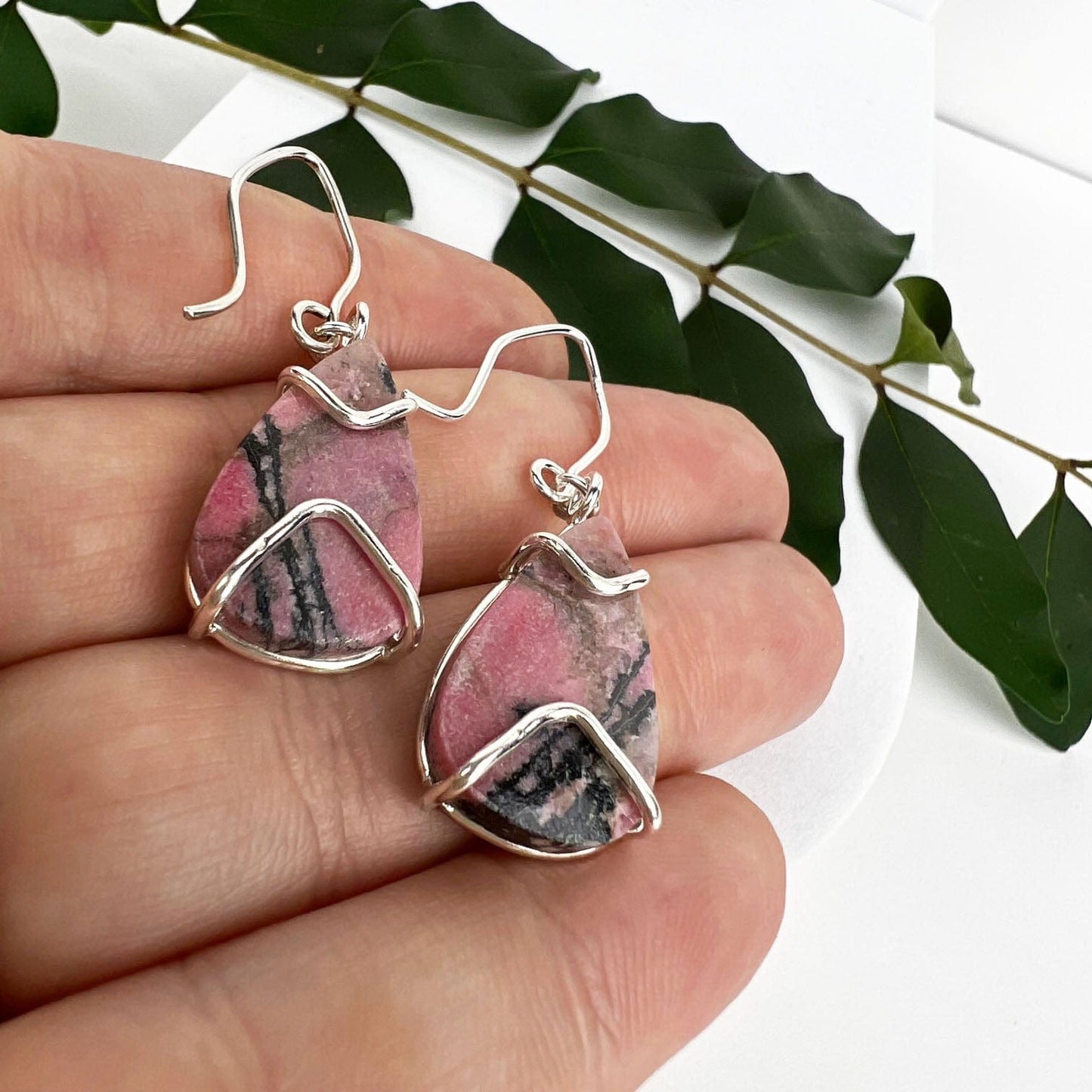 Rhodonite Winds Earrings - Mettle by Abby