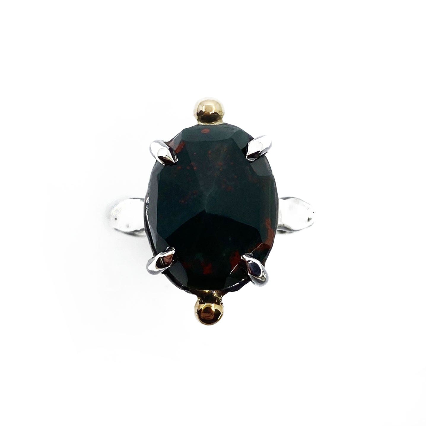 Silver and Gold Bloodstone Ring - Mettle by Abby