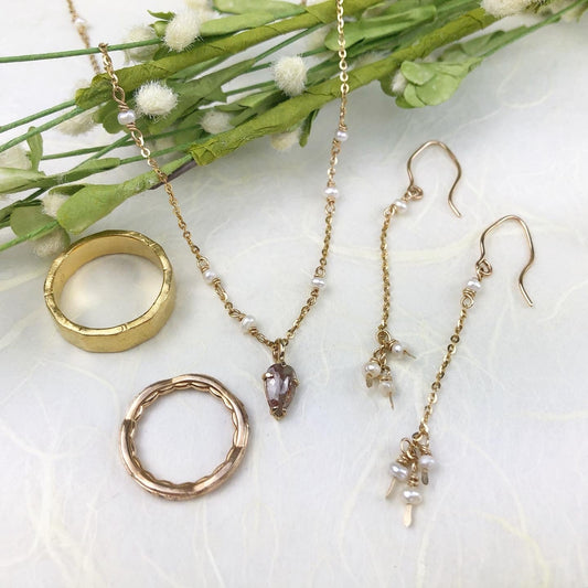 Bridal Jewelry - Seed Pearls and Raw Diamond - Mettle by Abby