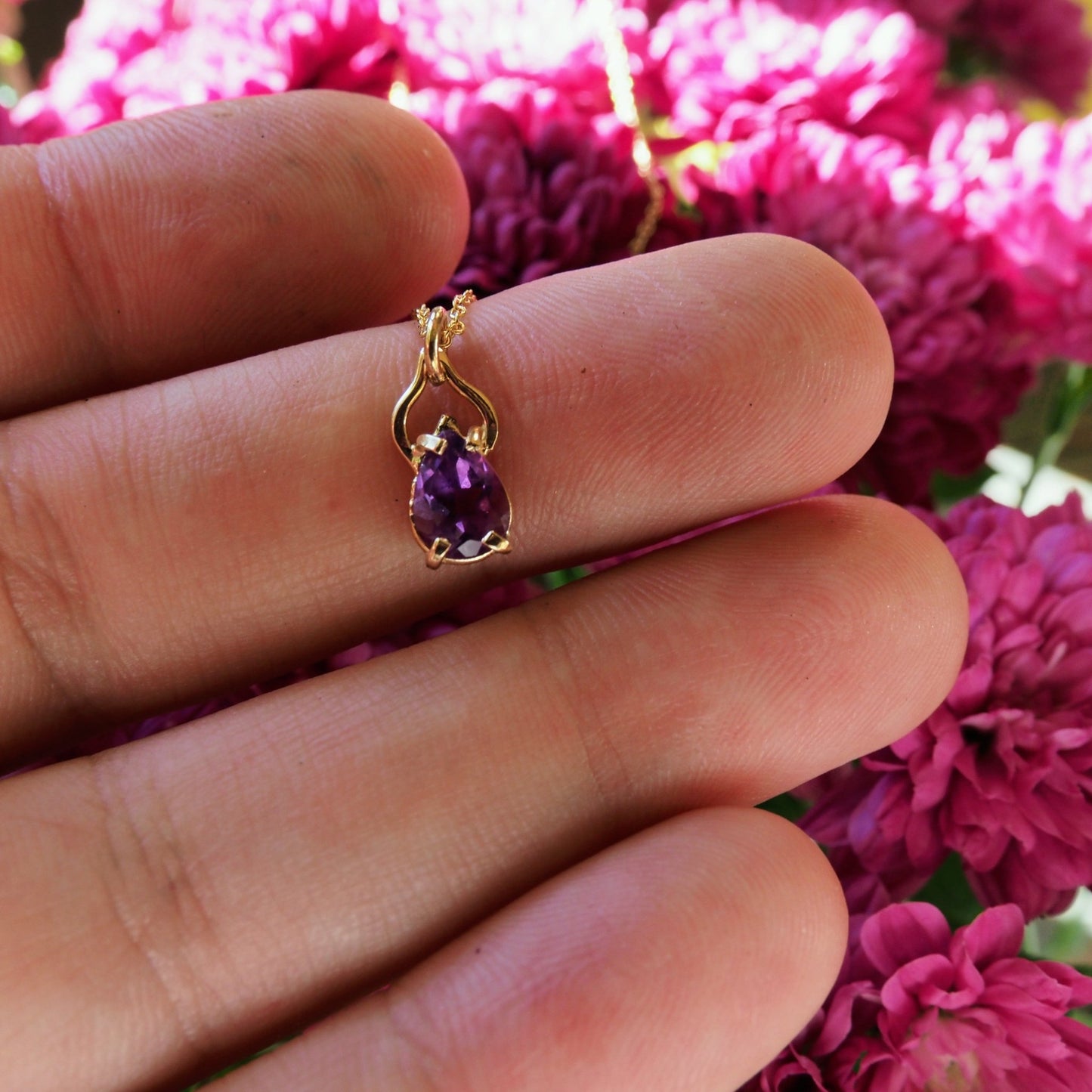 14k Amethyst Petal Necklace - Mettle by Abby
