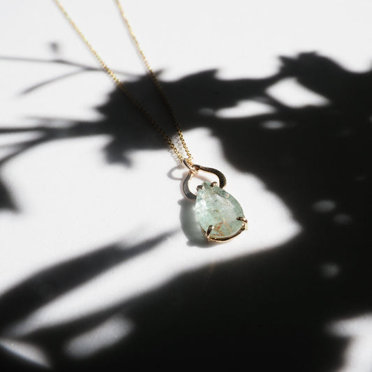 14k Aquamarine Petal Necklace - Mettle by Abby