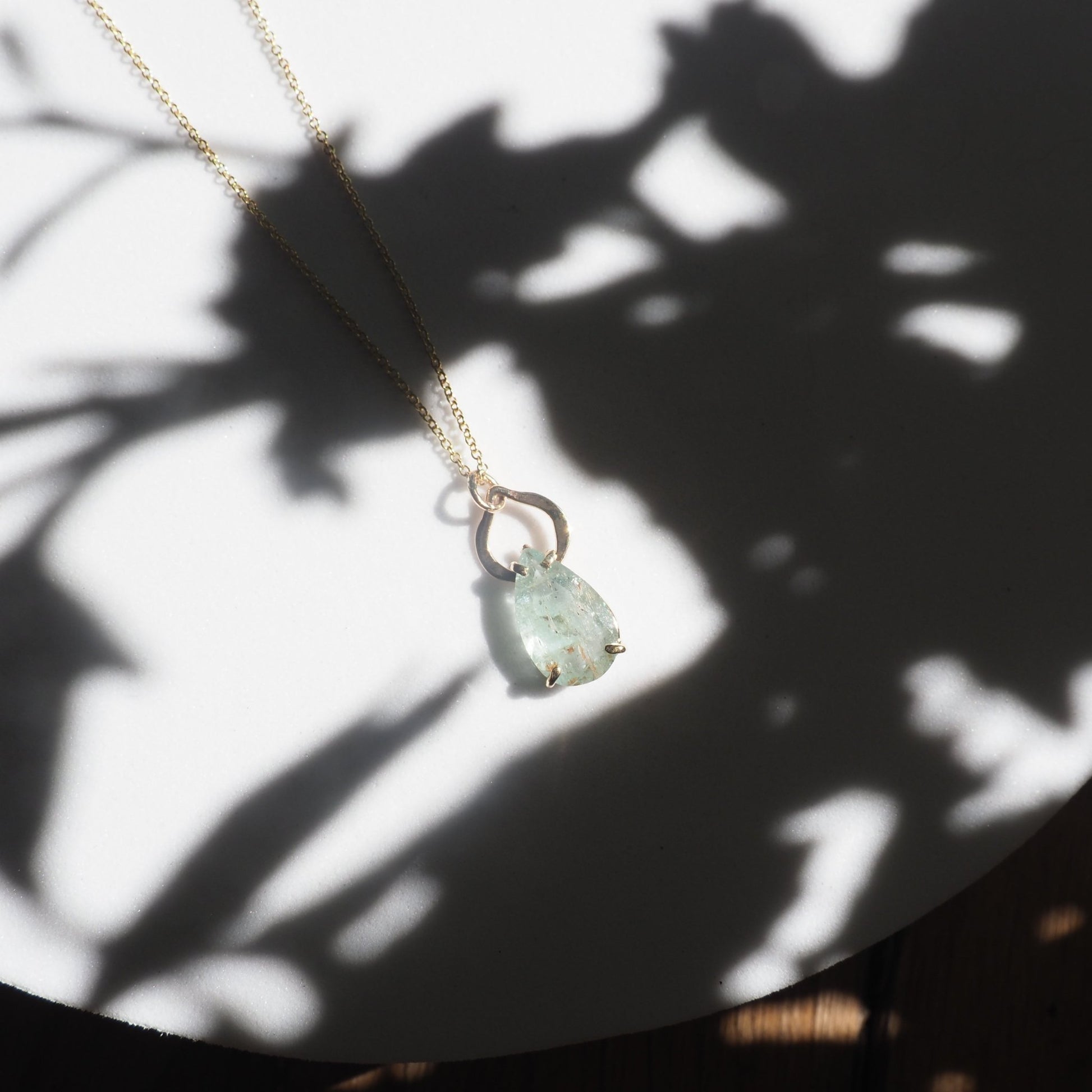 14k Aquamarine Petal Necklace - Mettle by Abby