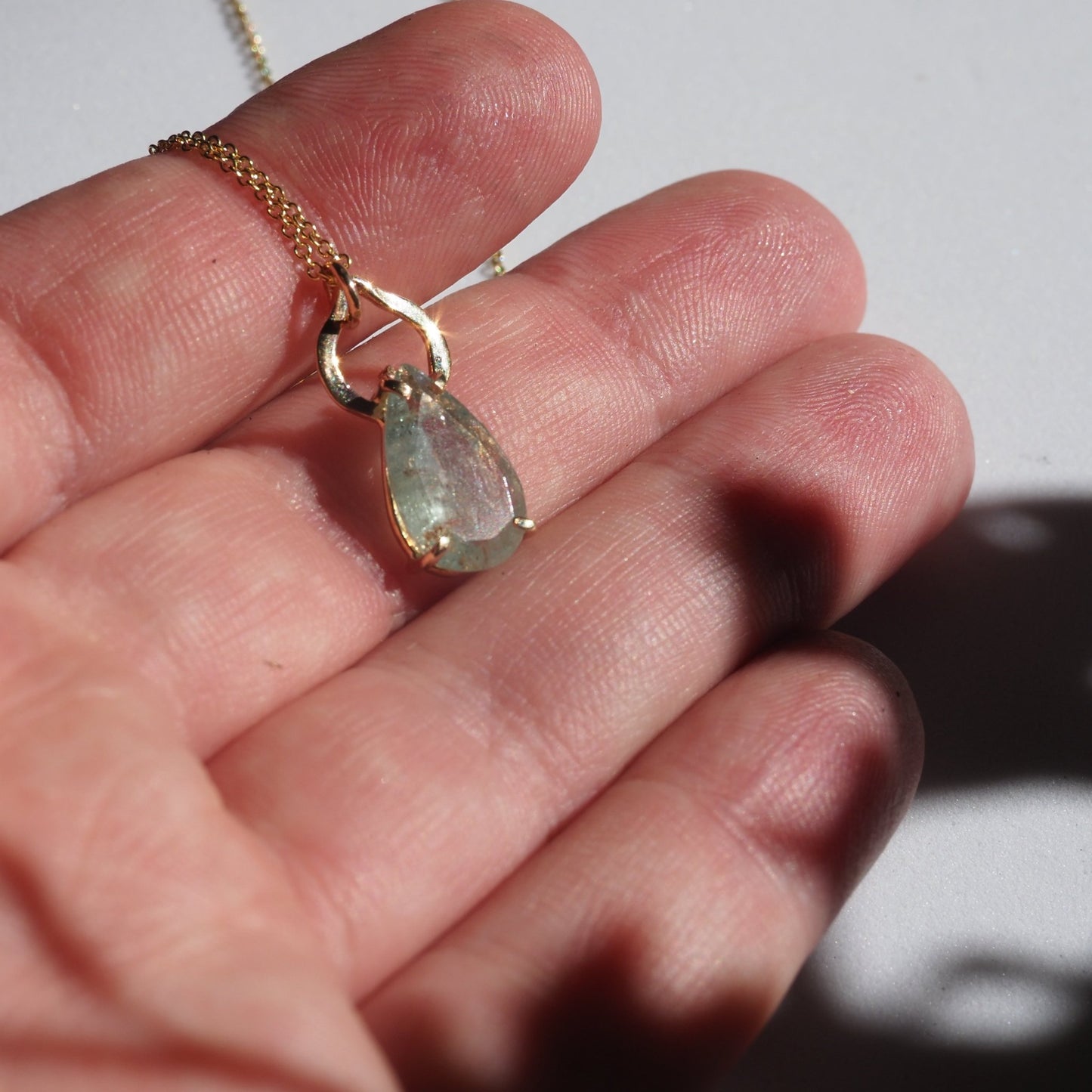 14k Aquamarine Petal Necklace - Mettle by Abby