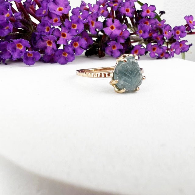 14k Blue Tourmaline Leaf Ring - Mettle by Abby