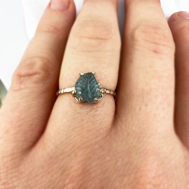 14k Blue Tourmaline Leaf Ring - Mettle by Abby