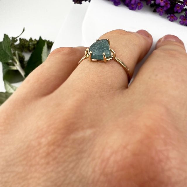 14k Blue Tourmaline Leaf Ring - Mettle by Abby