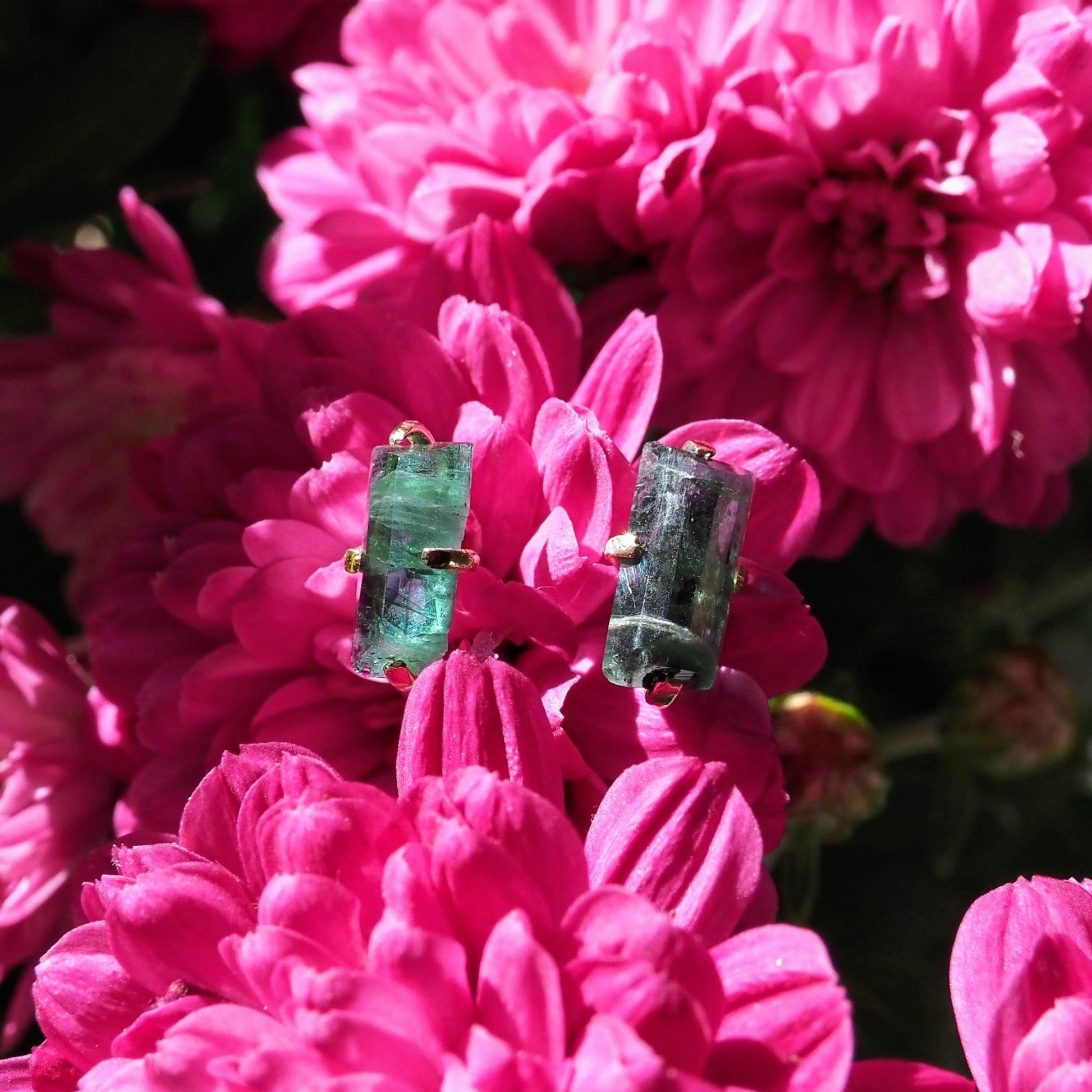 14k Blue Tourmaline Studs - Mettle by Abby