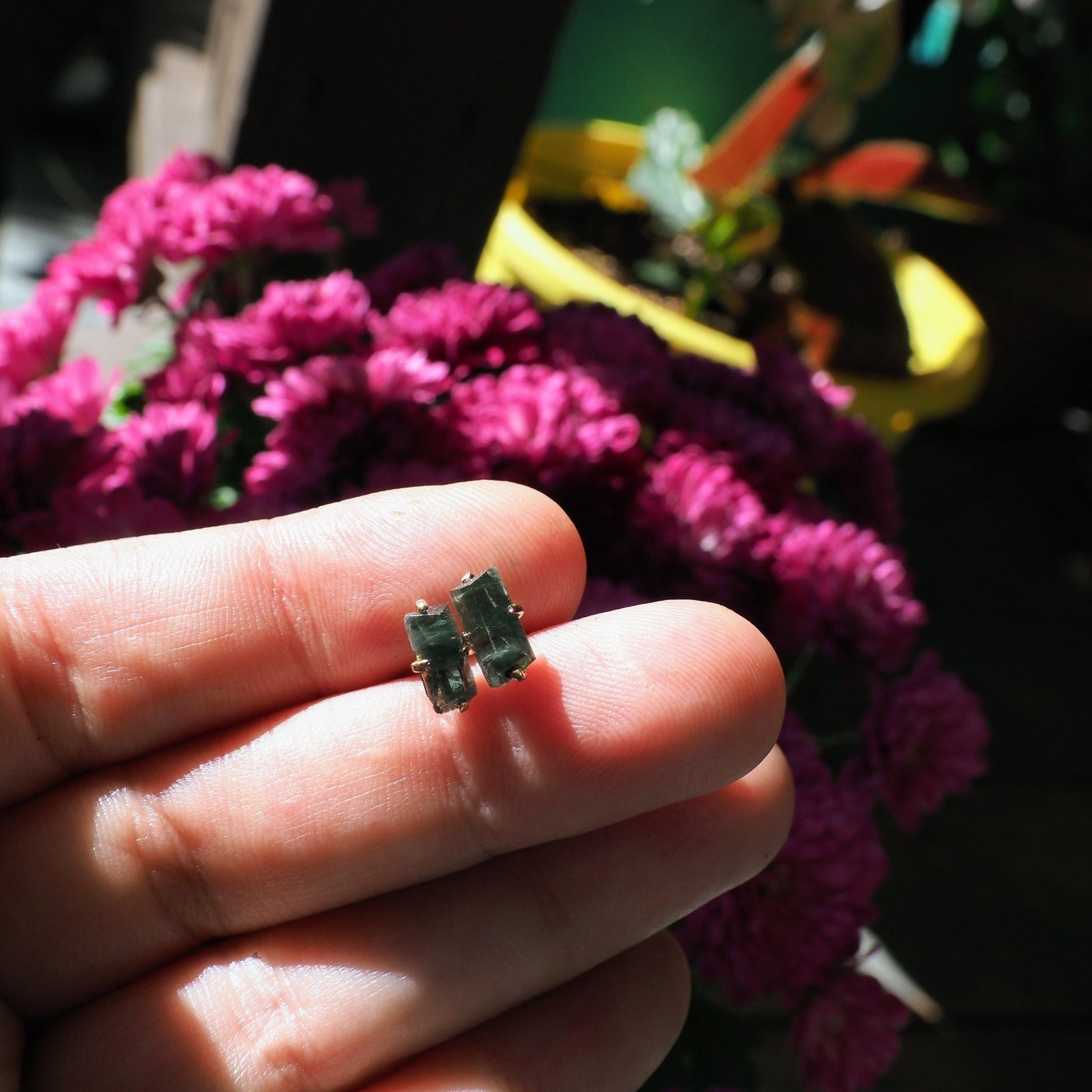 14k Blue Tourmaline Studs - Mettle by Abby