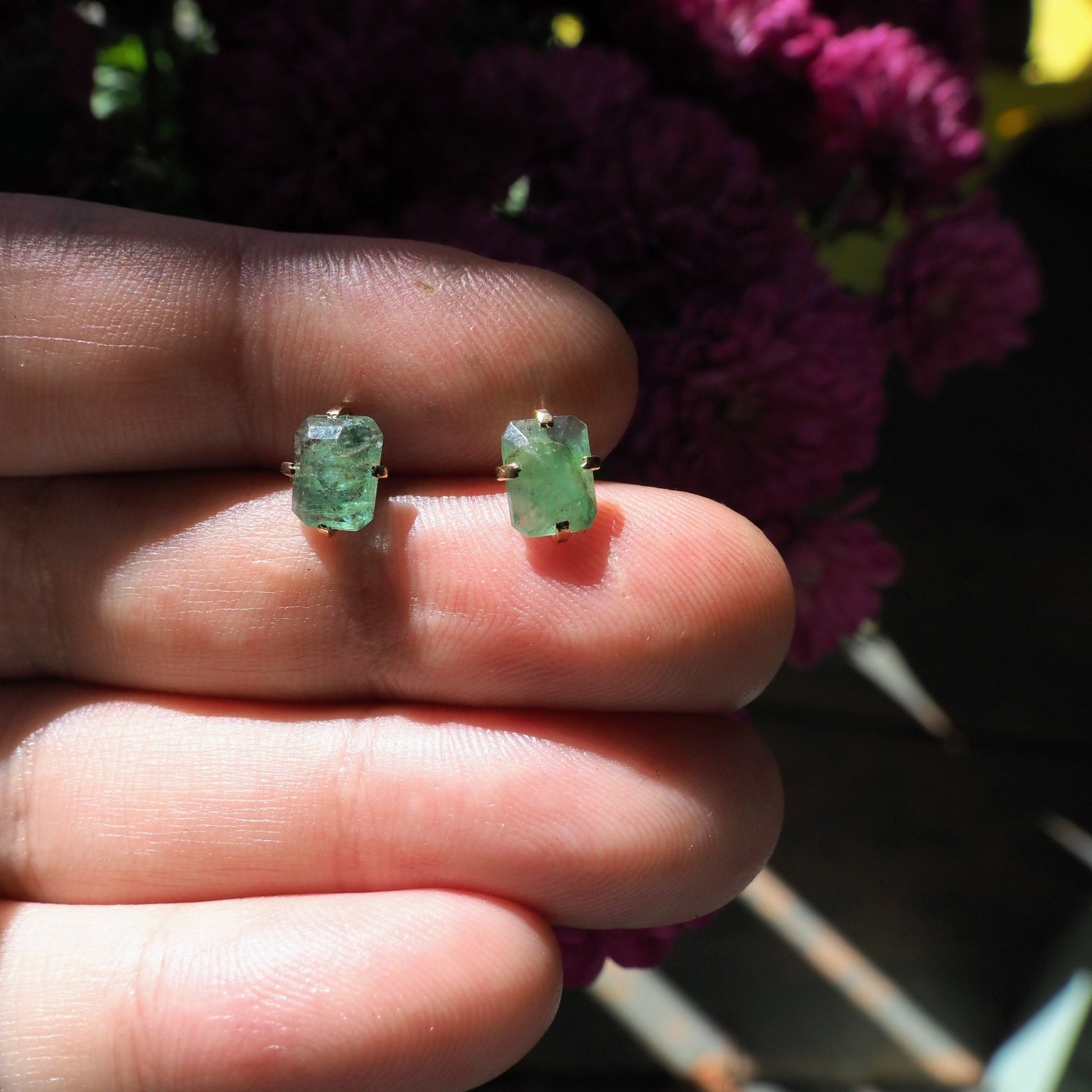 14k Emerald Studs - Mettle by Abby