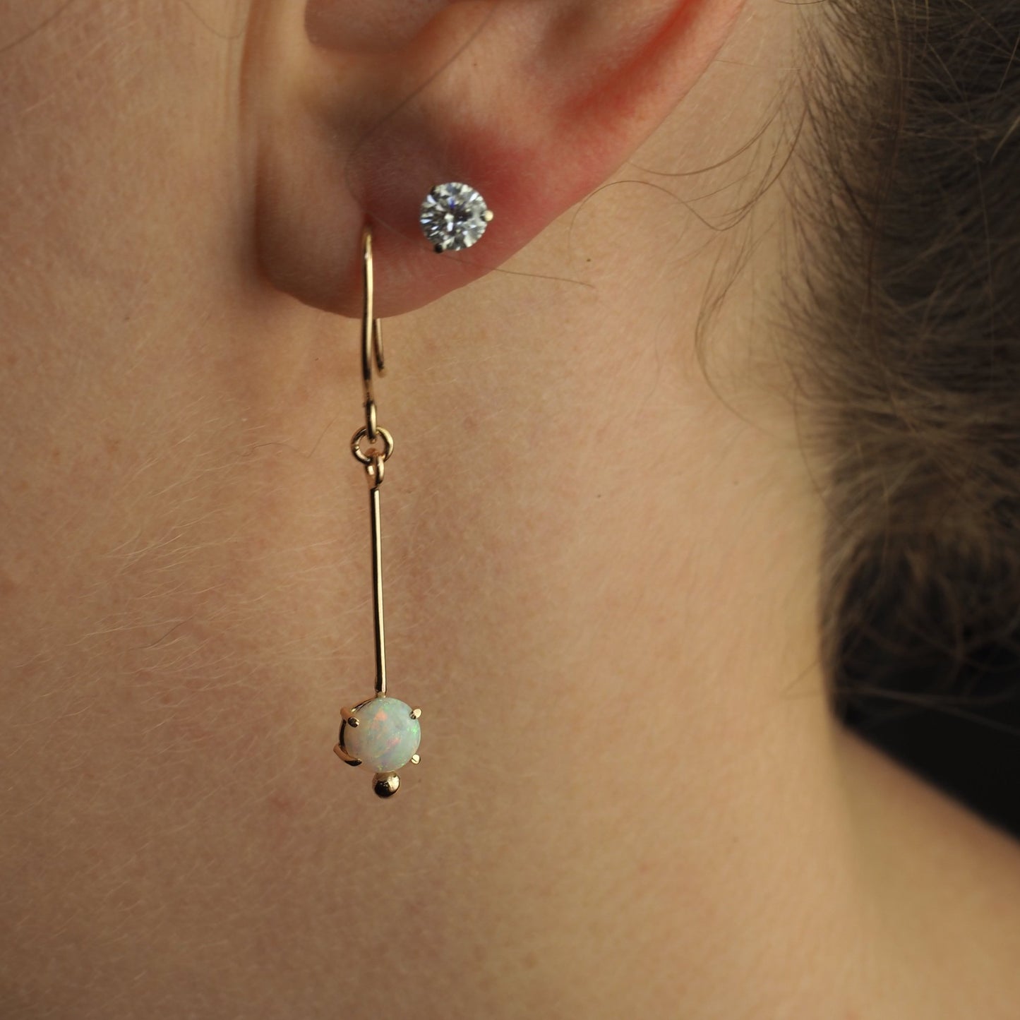 14K Gold Australian White Opal Drop Earrings - Signature Lollipop Design - Mettle by Abby