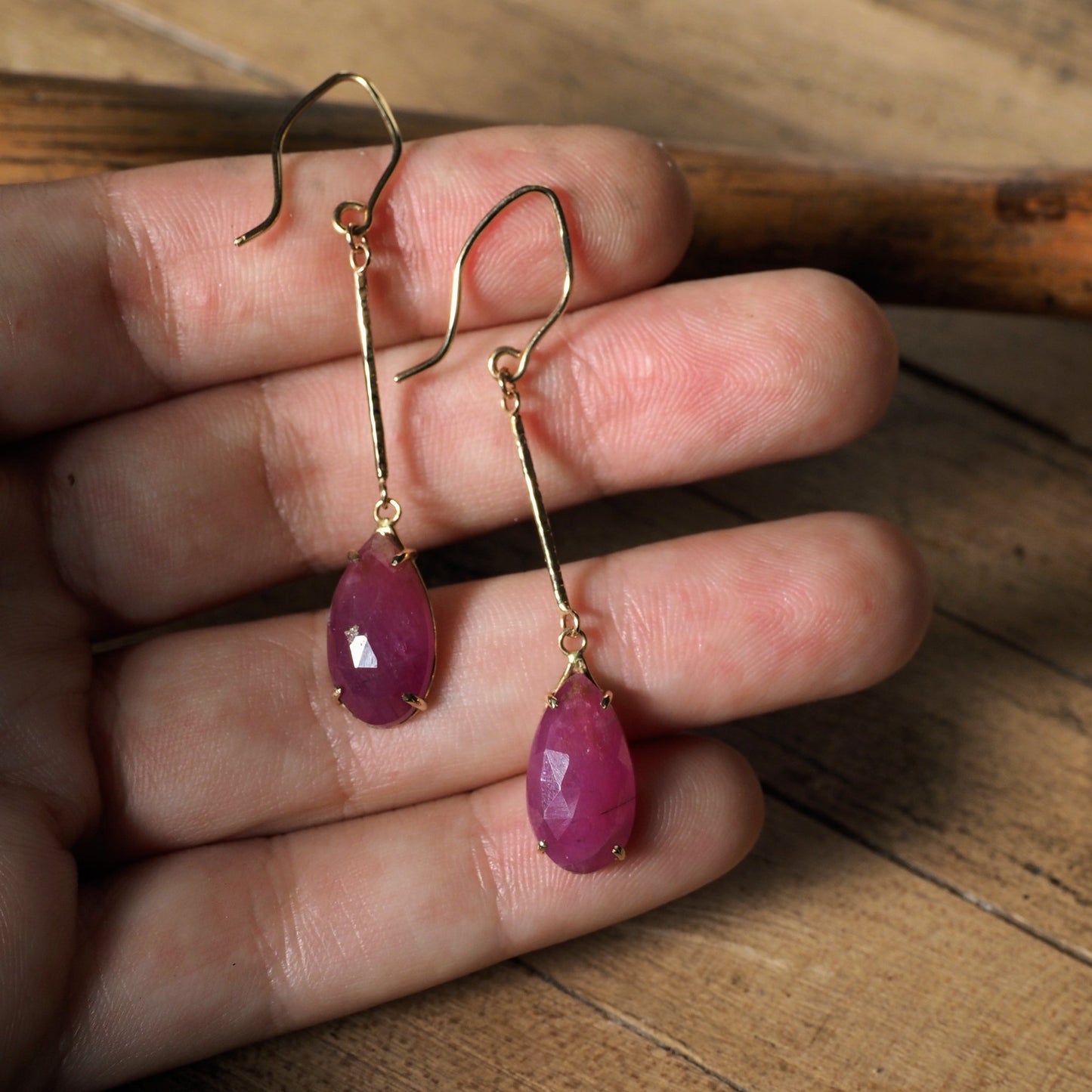 14k Rose Cut Ruby Earrings - Mettle by Abby