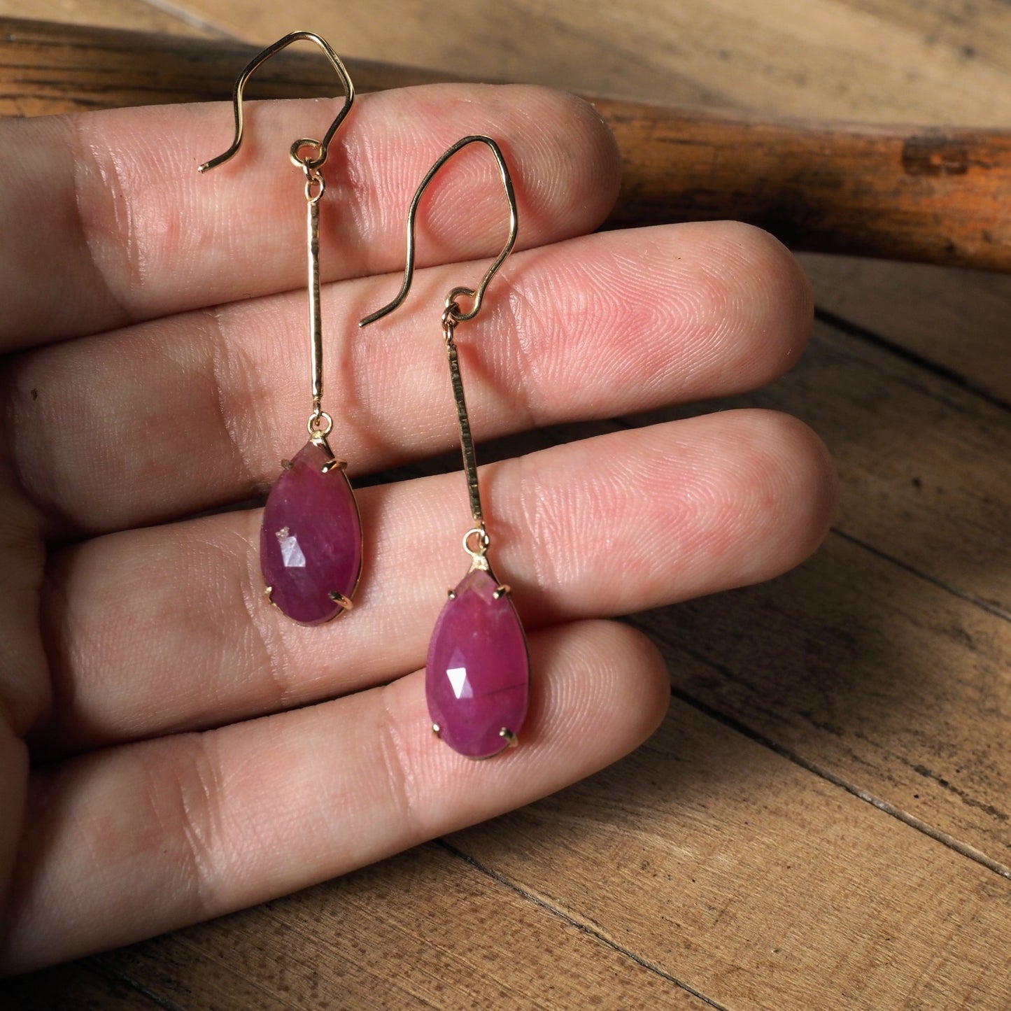 14k Rose Cut Ruby Earrings - Mettle by Abby