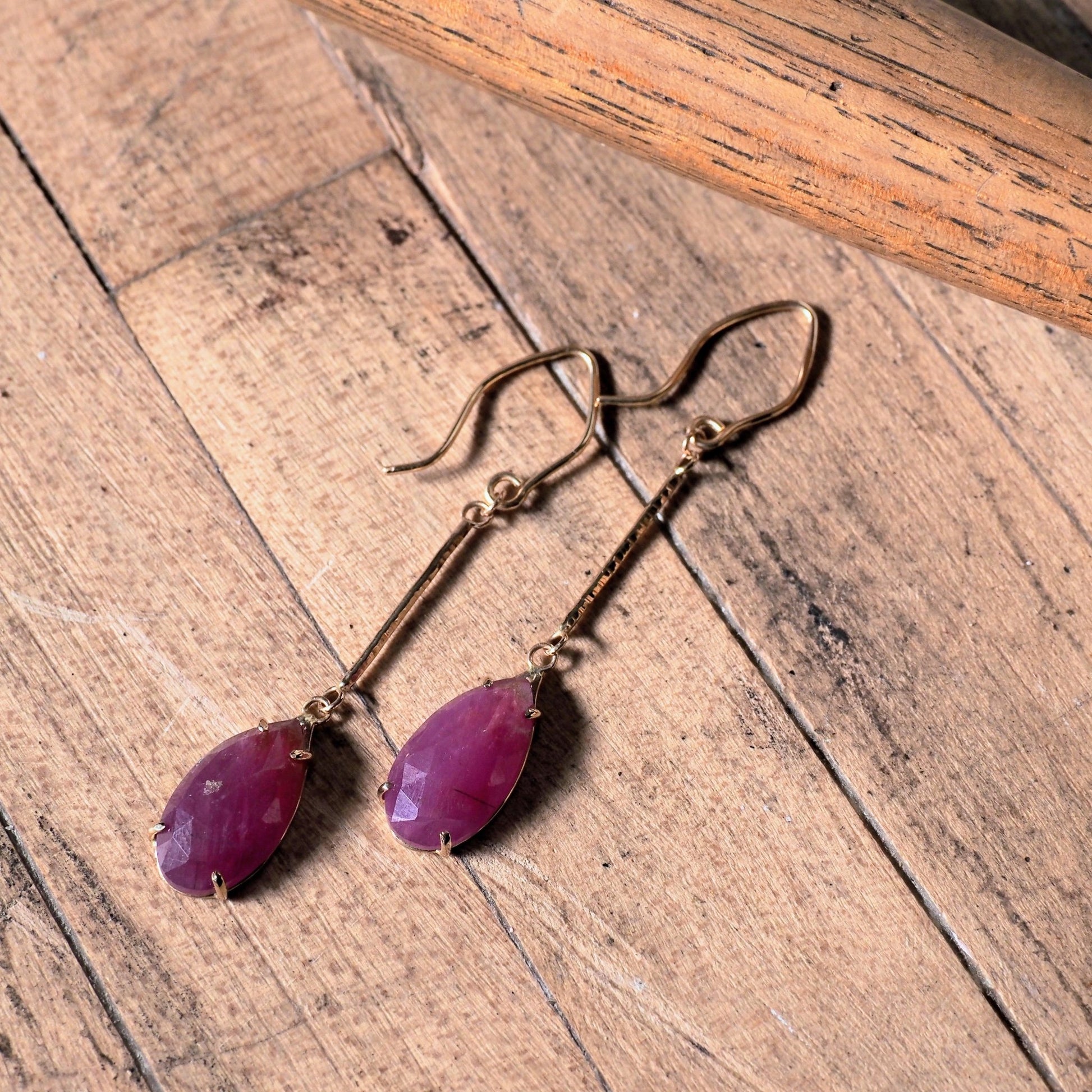 14k Rose Cut Ruby Earrings - Mettle by Abby