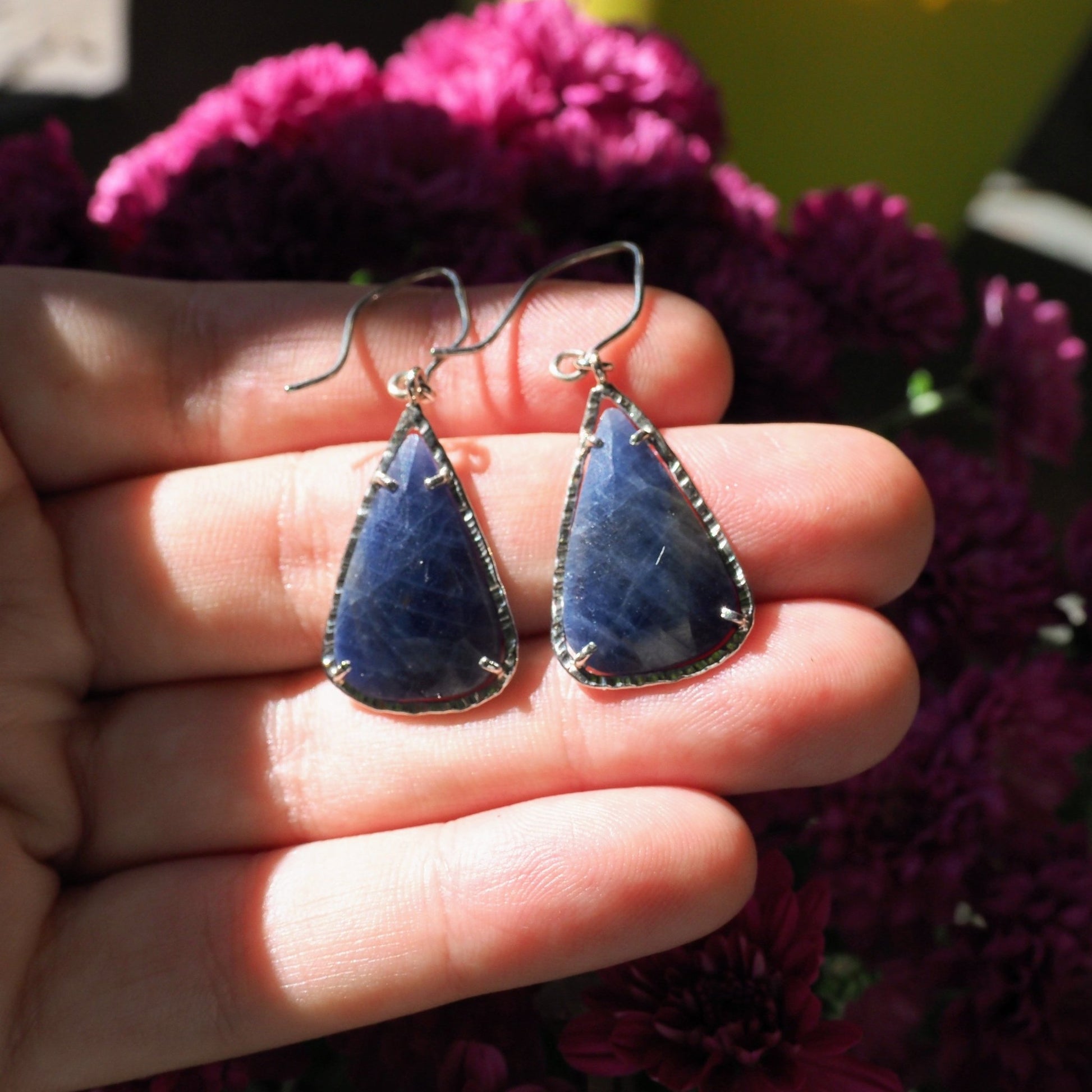 14k Rose Cut Sapphire Earrings - Mettle by Abby
