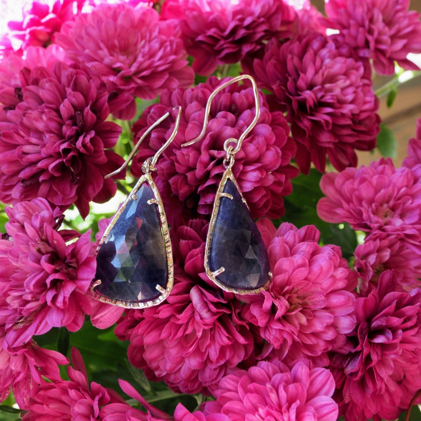 14k Rose Cut Sapphire Earrings - Mettle by Abby