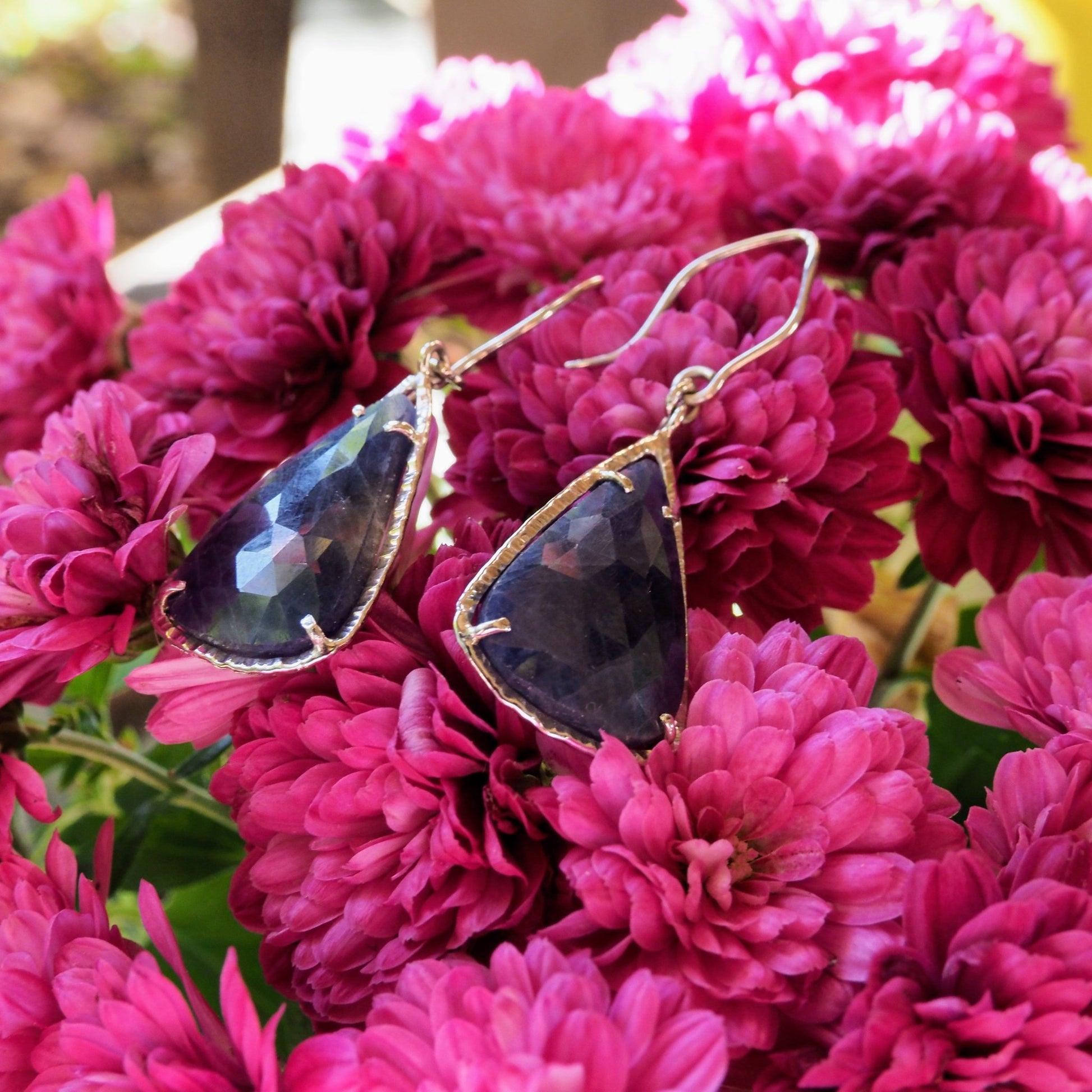 14k Rose Cut Sapphire Earrings - Mettle by Abby