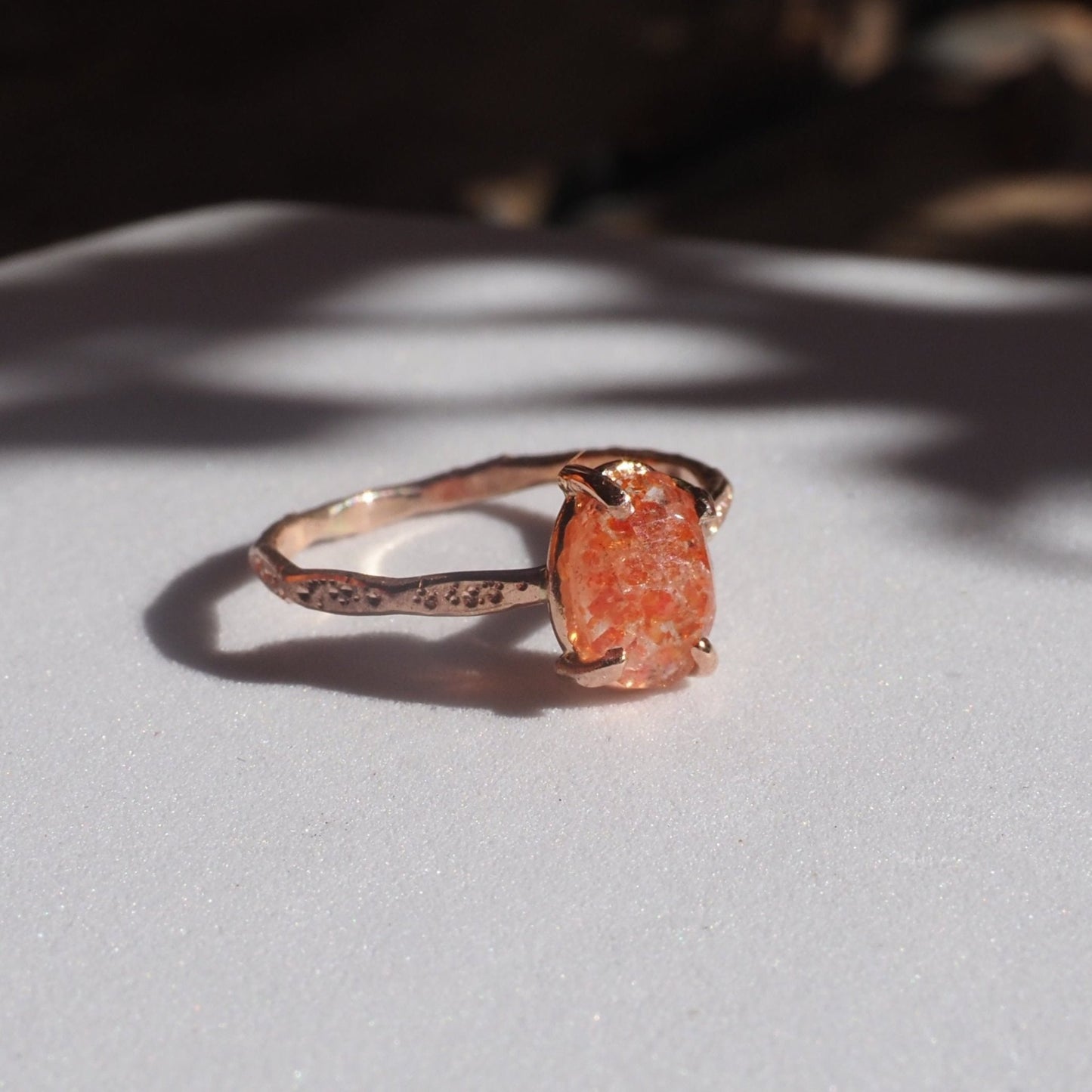 14k Sunstone and Star Dust Ring - Mettle by Abby