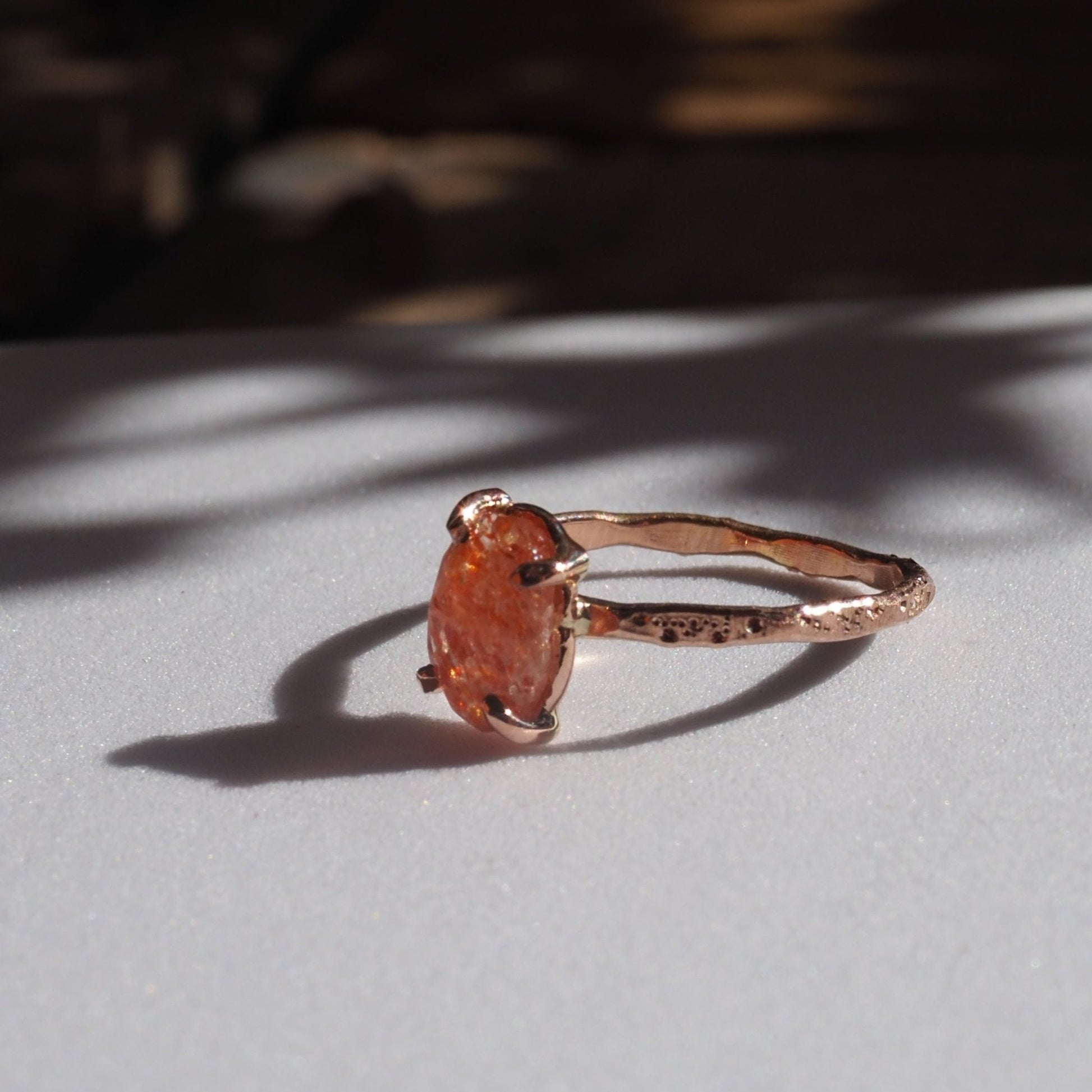 14k Sunstone and Star Dust Ring - Mettle by Abby