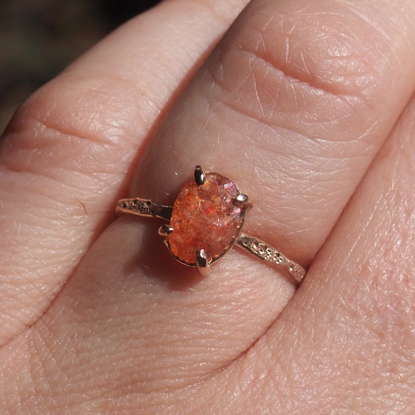 14k Sunstone and Star Dust Ring - Mettle by Abby