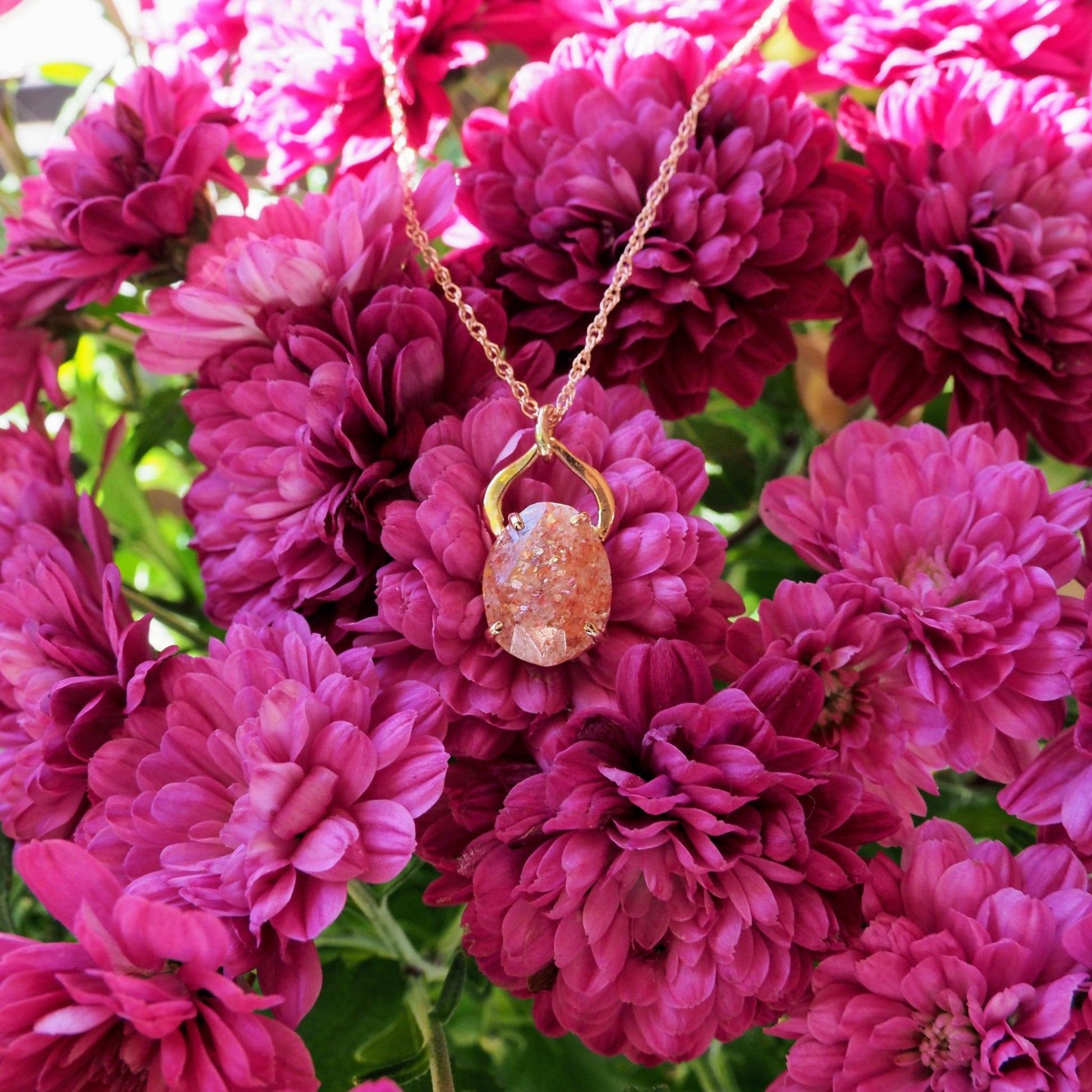 14k Sunstone Petal Necklace - Mettle by Abby