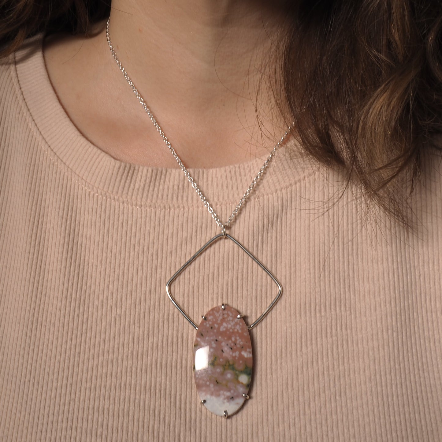 Pink Ocean Jasper Statement Necklace