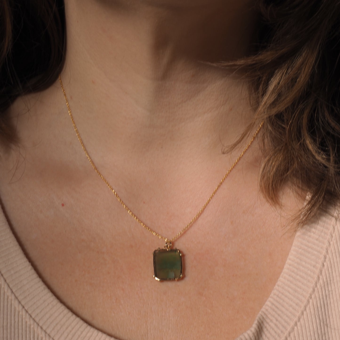 14k Serpentine Halo Necklace