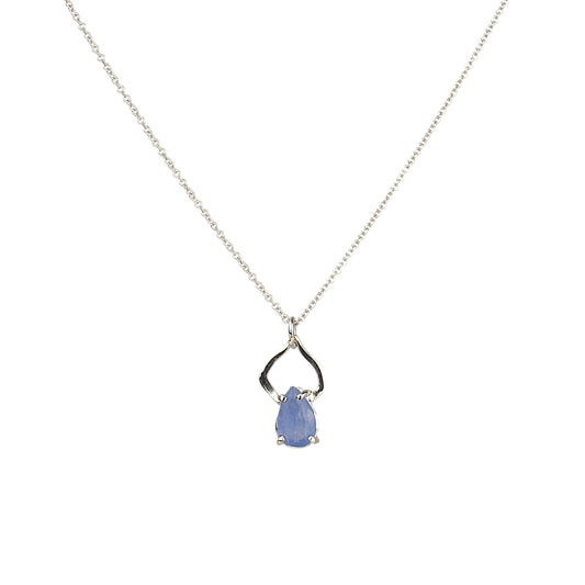 14k Light Blue Sapphire Petal Necklace