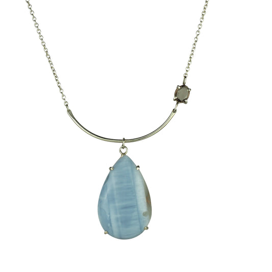 Blue Opal and Smokey Quartz Necklace