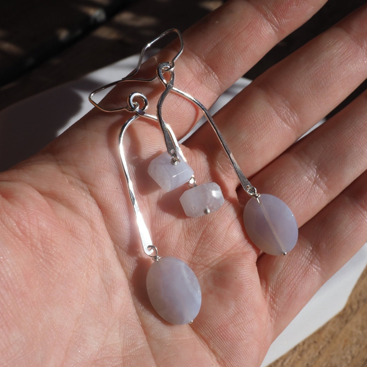 Blue Lace Agate Mobile Earrings - Mettle by Abby
