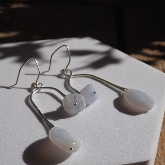 Blue Lace Agate Mobile Earrings - Mettle by Abby