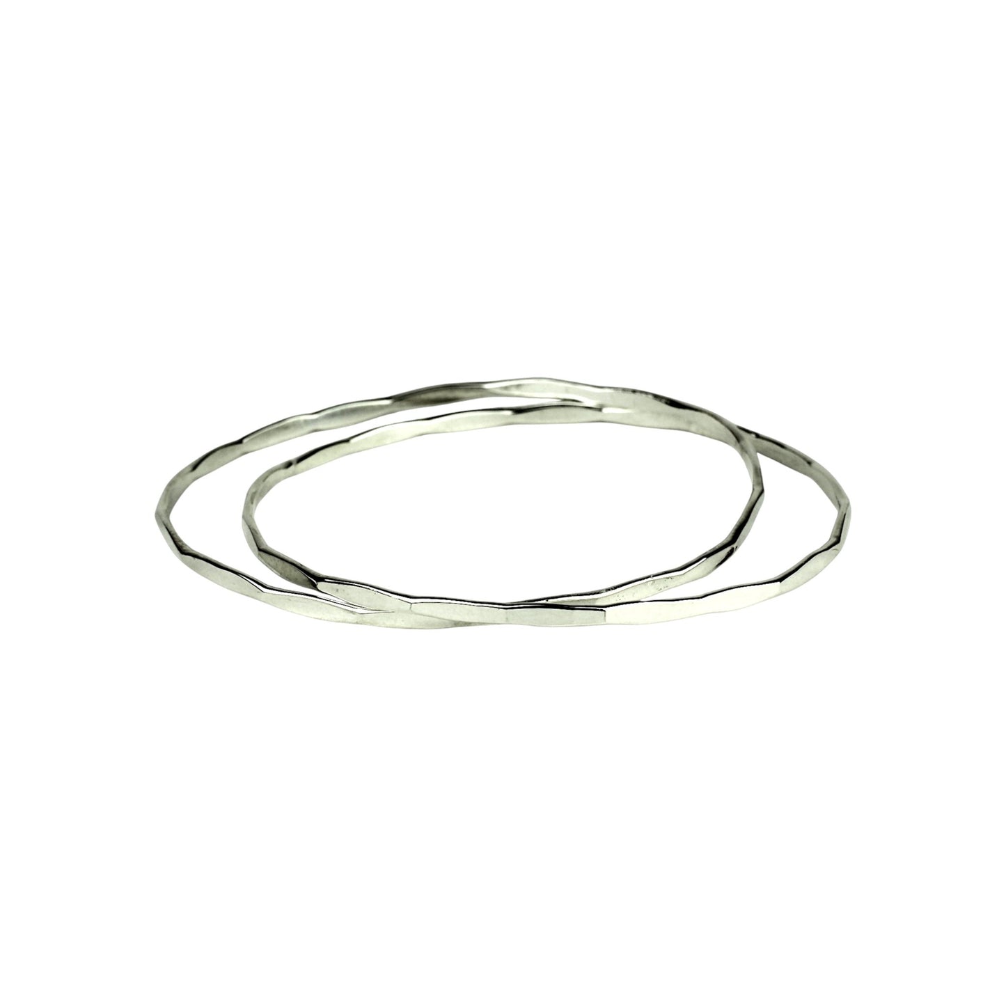 Faceted Interlinked Silver Bangles - Mettle by Abby