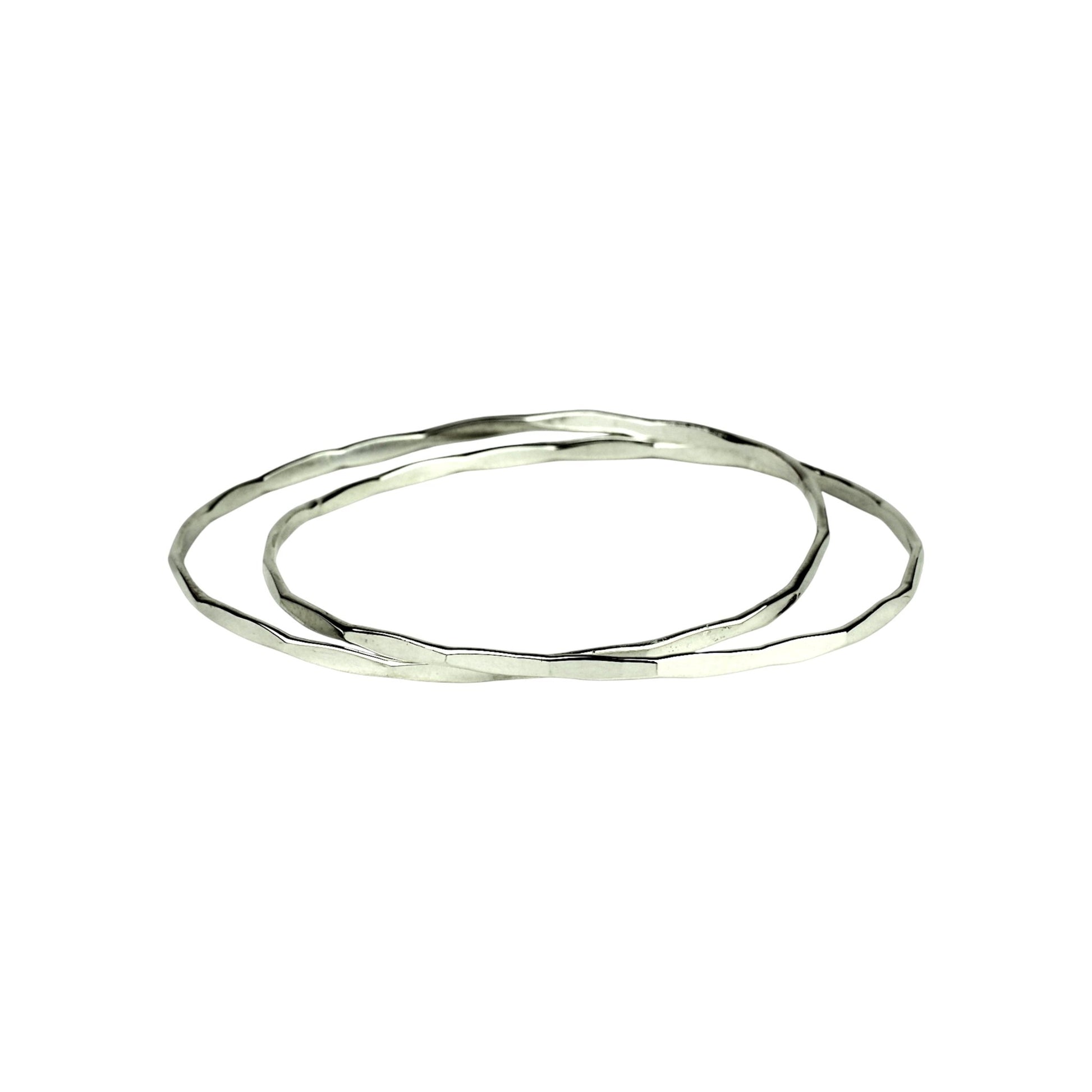 Faceted Interlinked Silver Bangles - Mettle by Abby