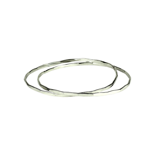 Faceted Interlinked Silver Bangles - Mettle by Abby