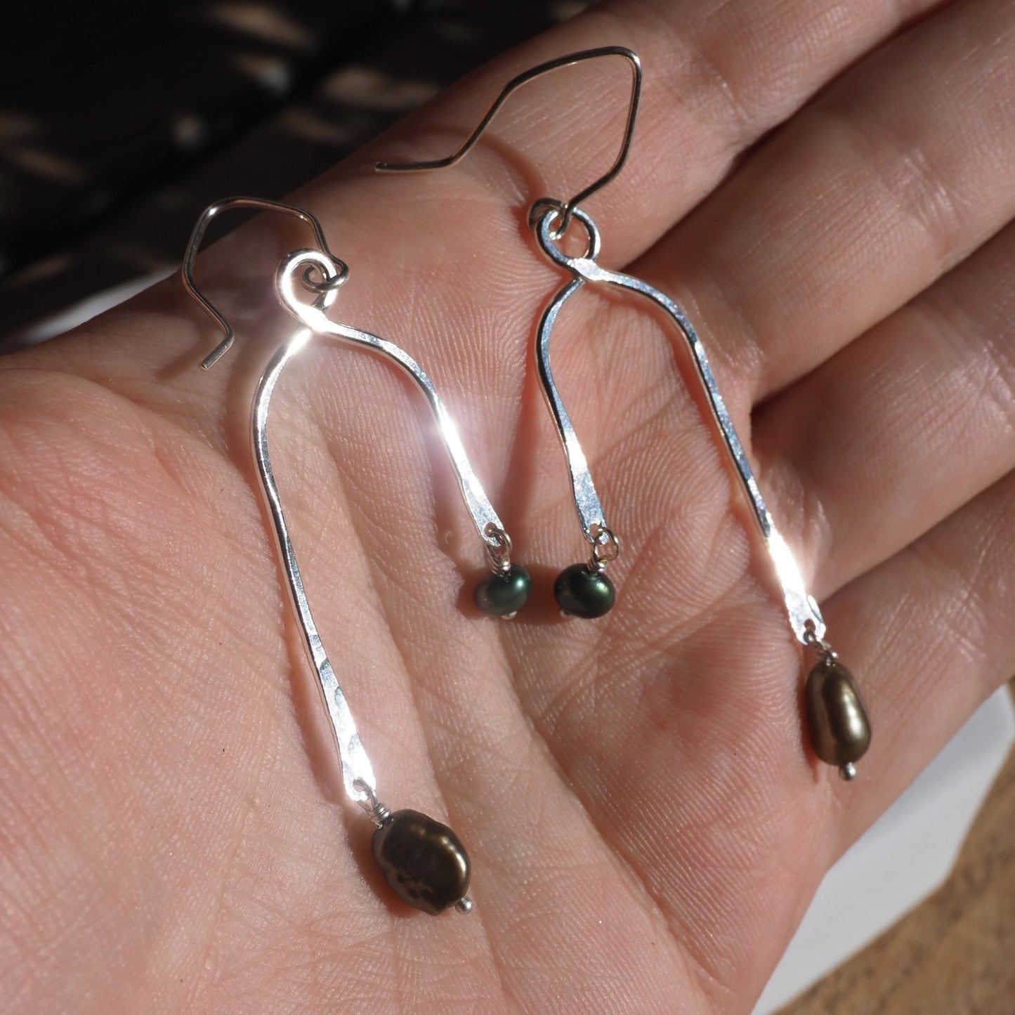 Green Pearl Mobile Earrings - Mettle by Abby