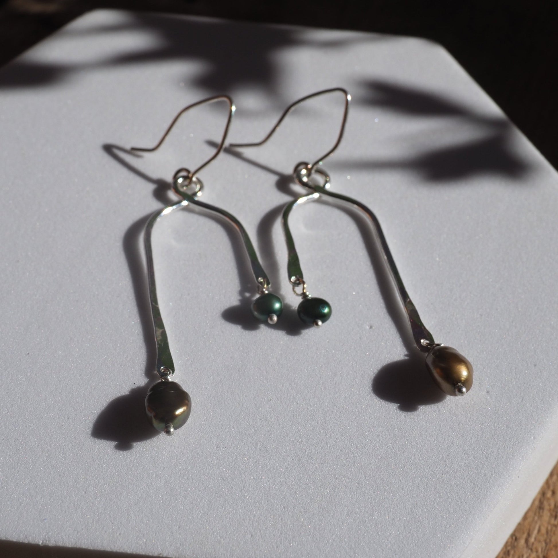Green Pearl Mobile Earrings - Mettle by Abby