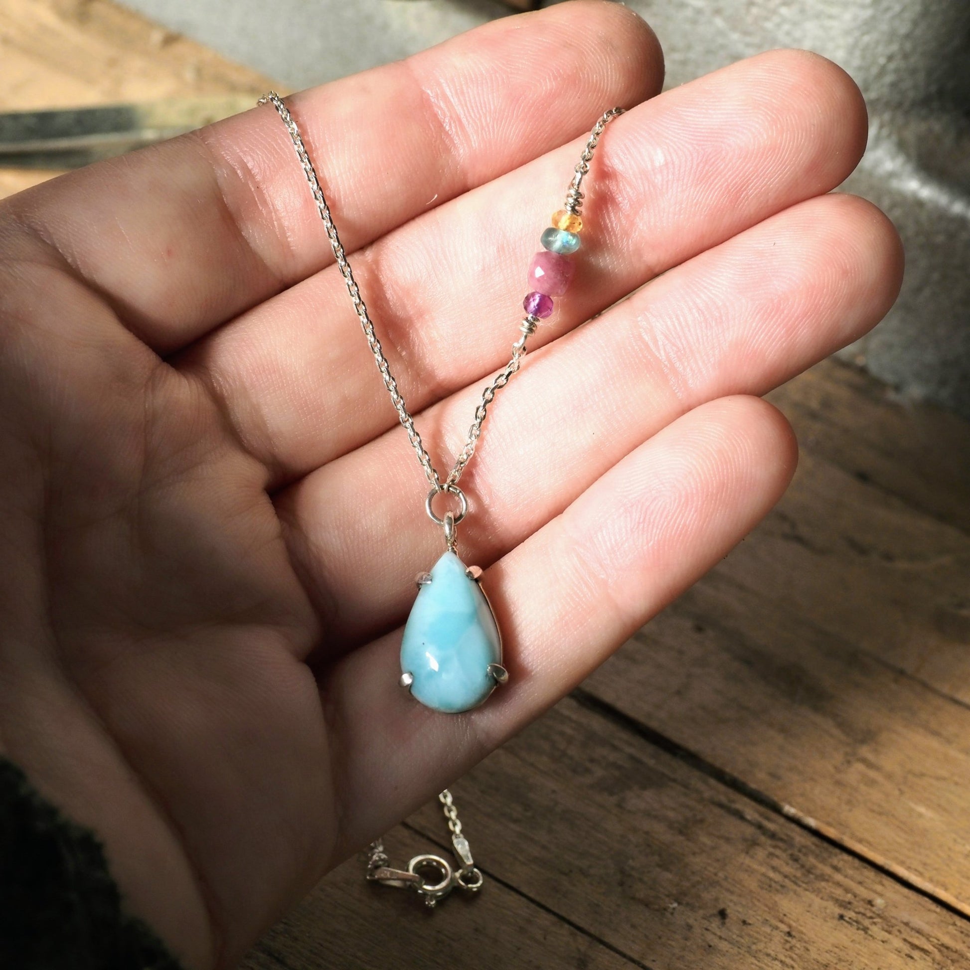 Larimar Drop Necklace - Mettle by Abby
