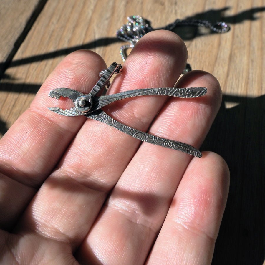 Ornate Plier Pendant in Silver - Mettle by Abby