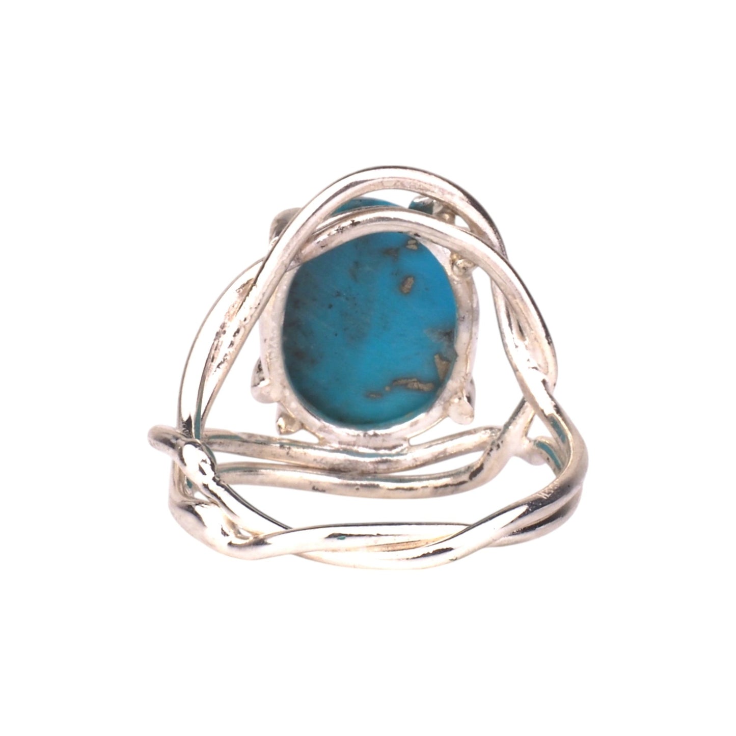 Persian Turquoise Ring - Golden Pyrite Islands & Unique Prong Setting - Mettle by Abby