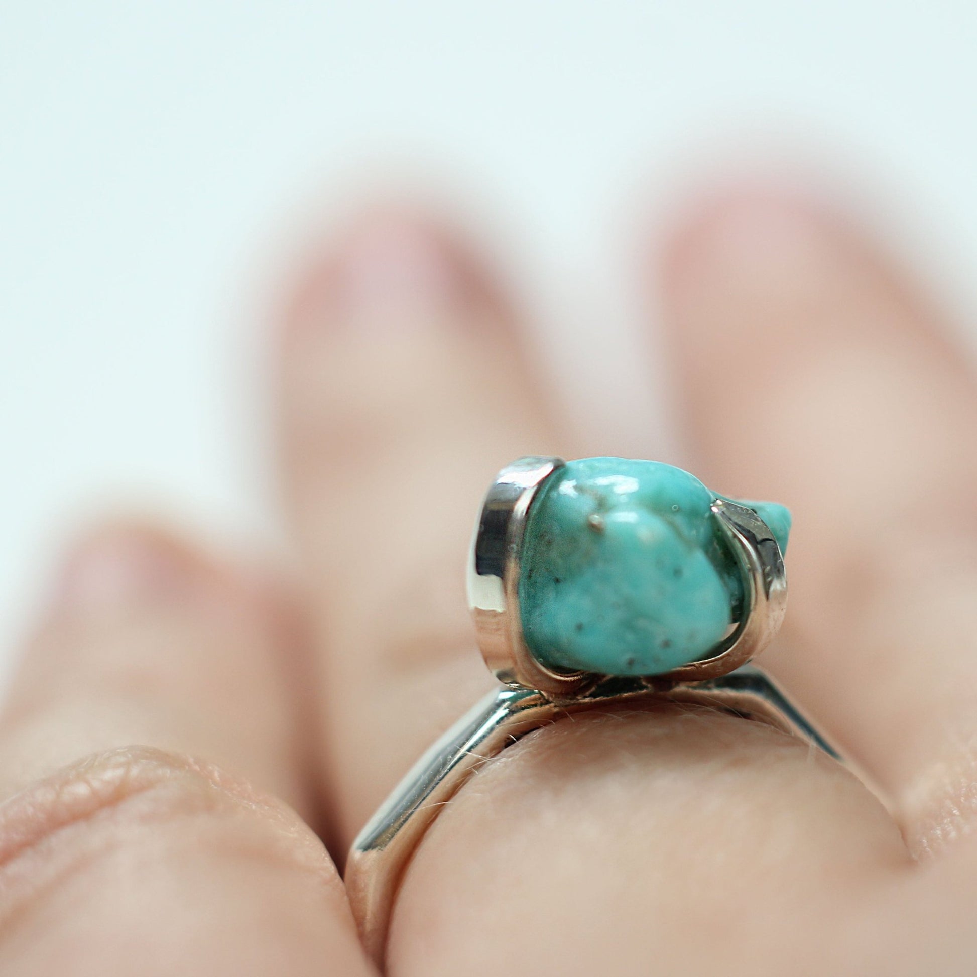 Raw Turquoise Silver Ring - Mettle by Abby