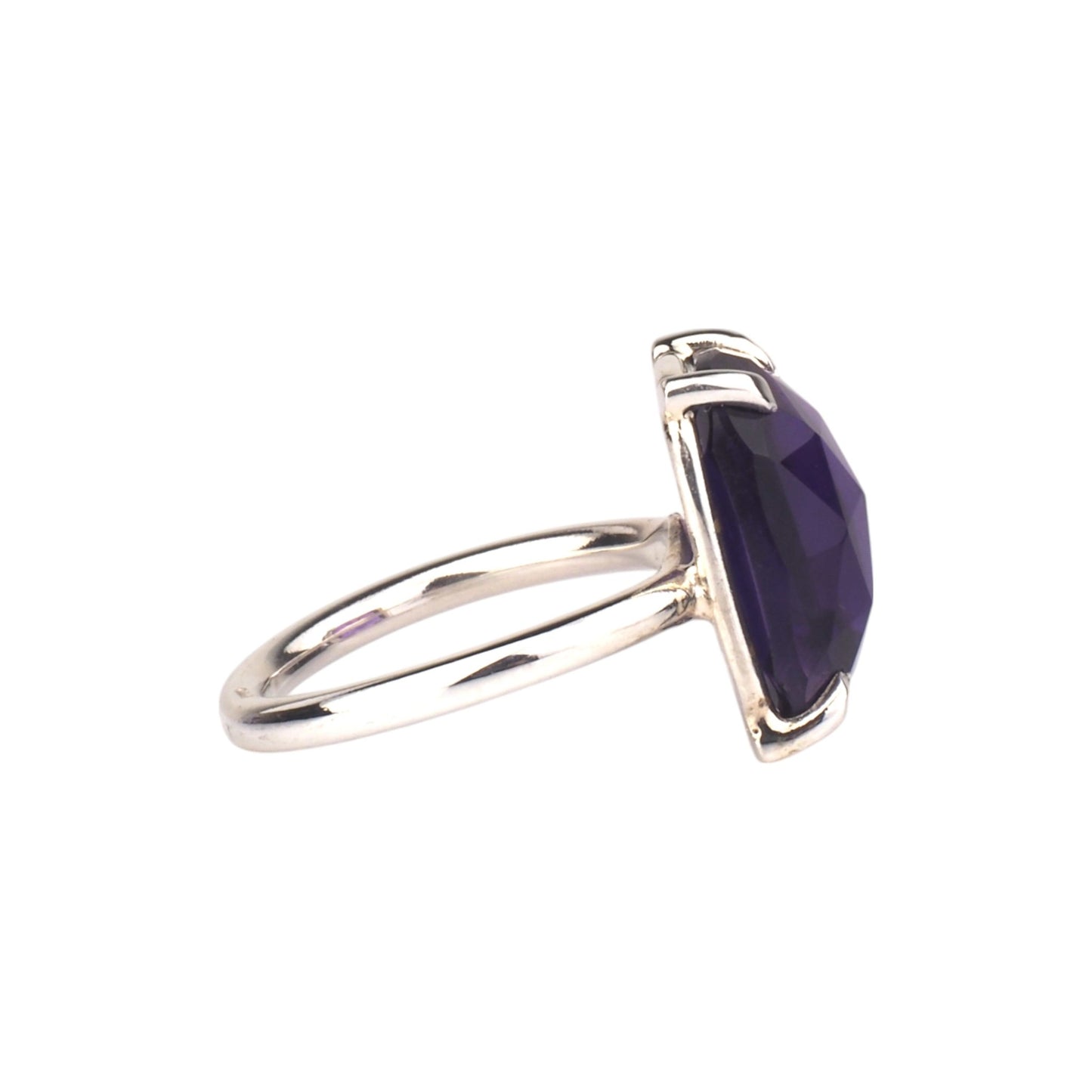 Rectangular Rose Cut Amethyst Ring - Sterling Silver - Mettle by Abby