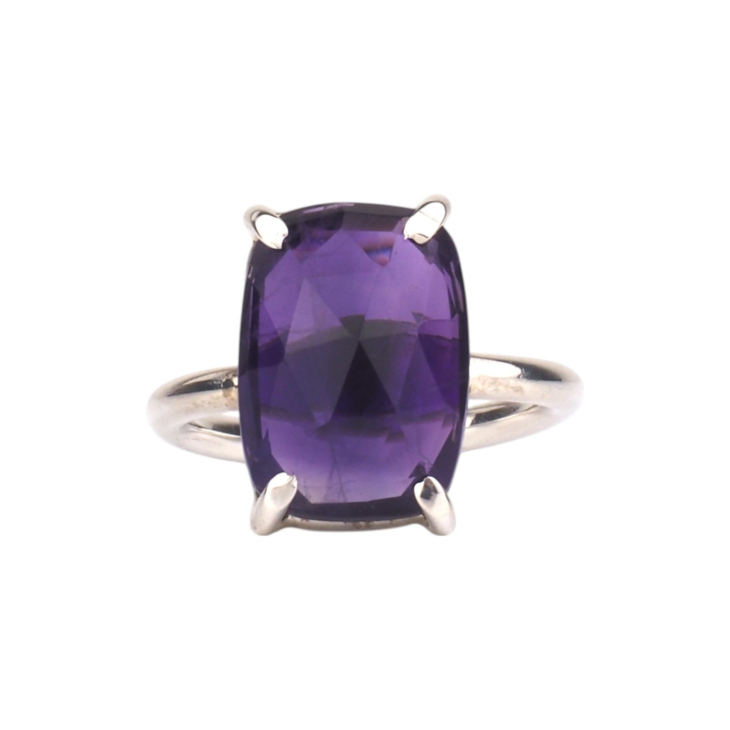 Rectangular Rose Cut Amethyst Ring - Sterling Silver - Mettle by Abby