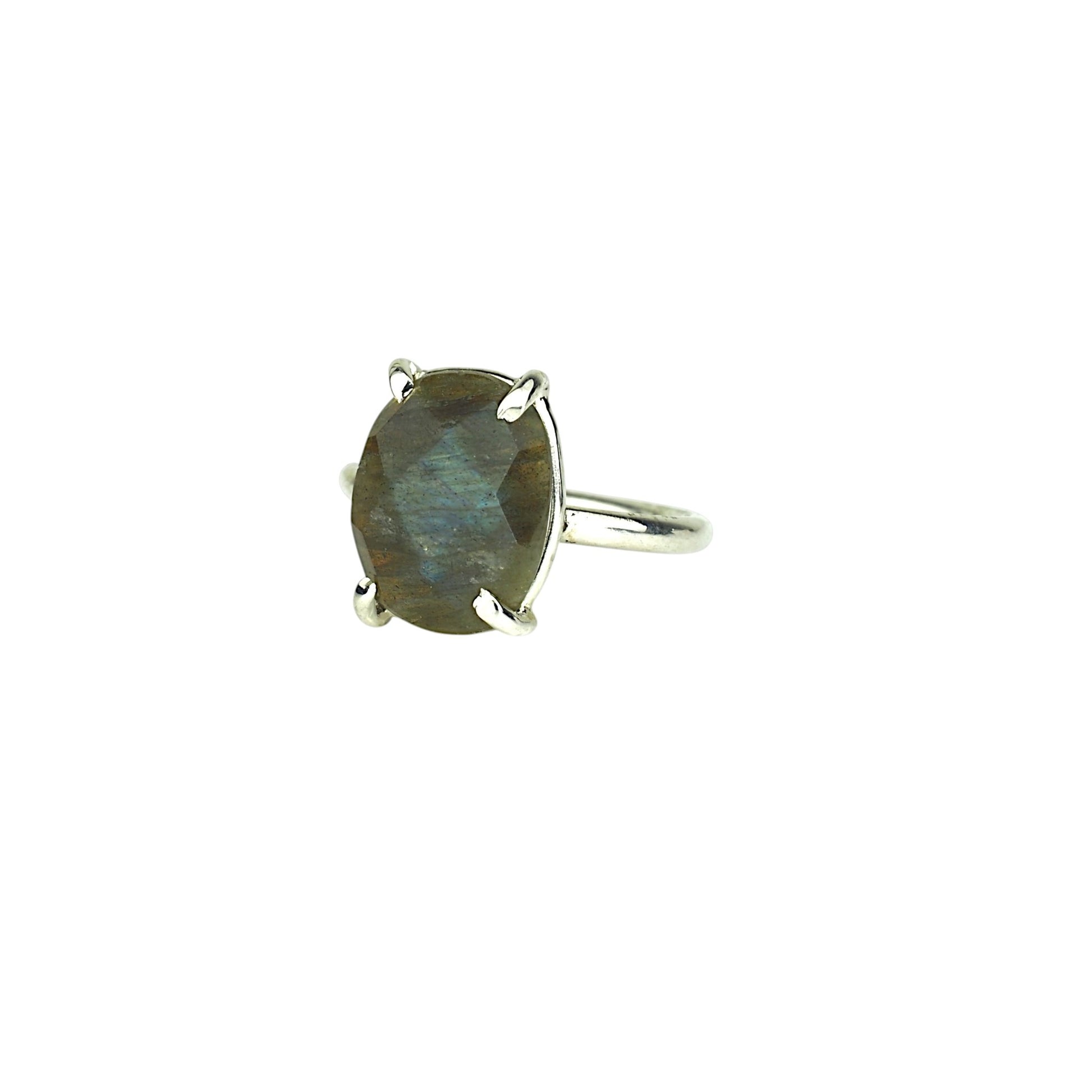 Soft Rectangular Rose Cut Labradorite Ring - Mettle by Abby