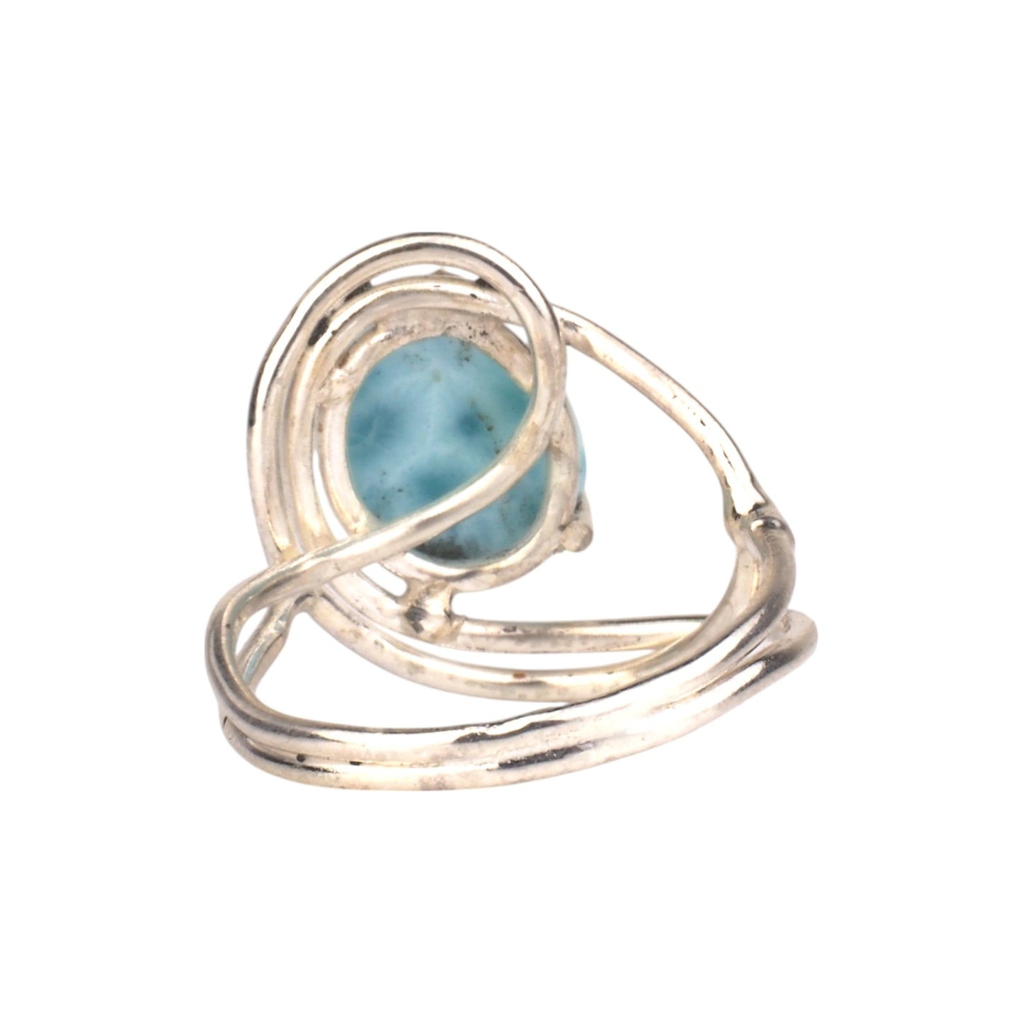 Sterling Silver Larimar Ring - Art Nouveau Inspired Flowing Design - Mettle by Abby
