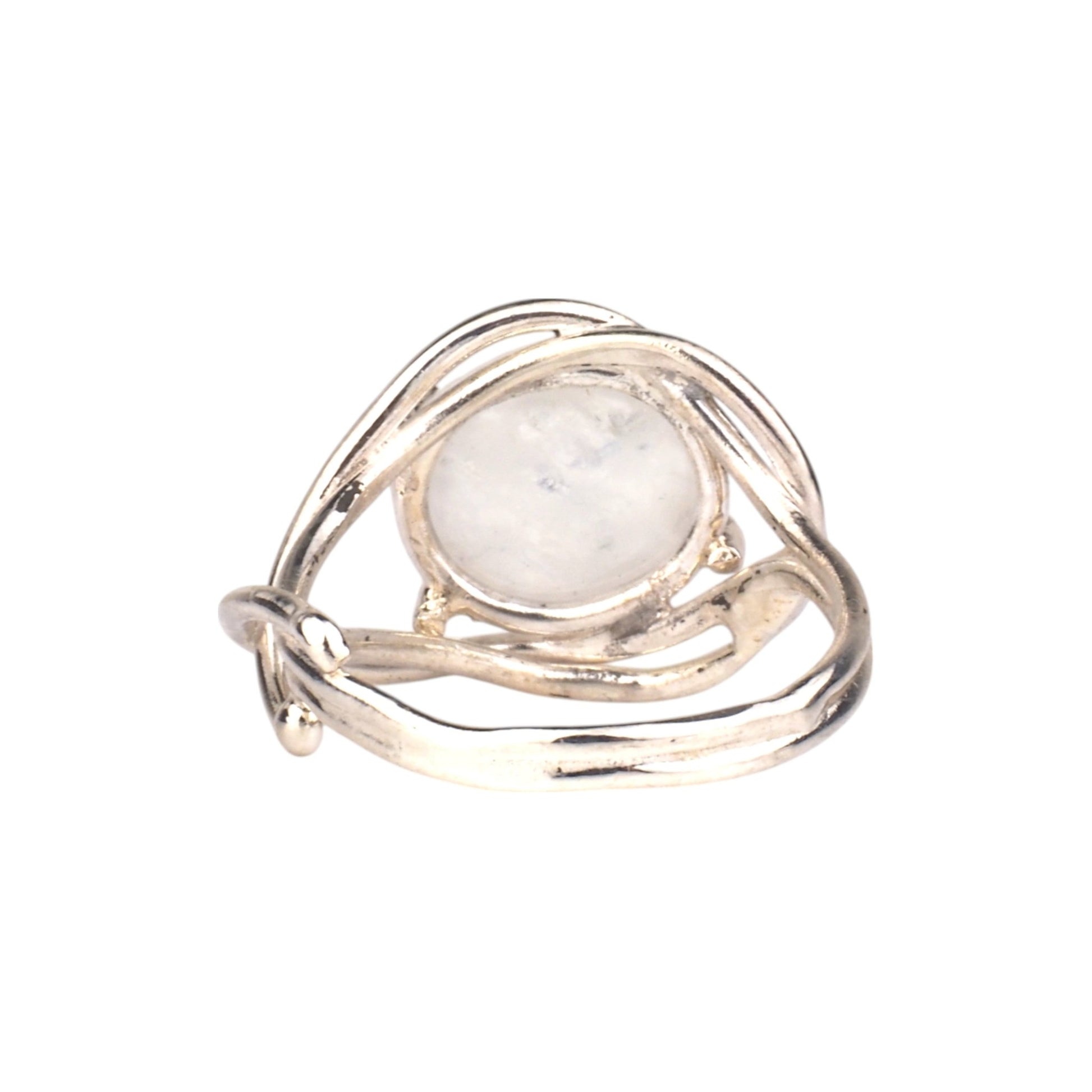 Sterling Silver Moonstone Ring - Elven Star East - West Design - Mettle by Abby