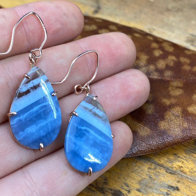 14k Blue Opal Earrings - Mettle by Abby
