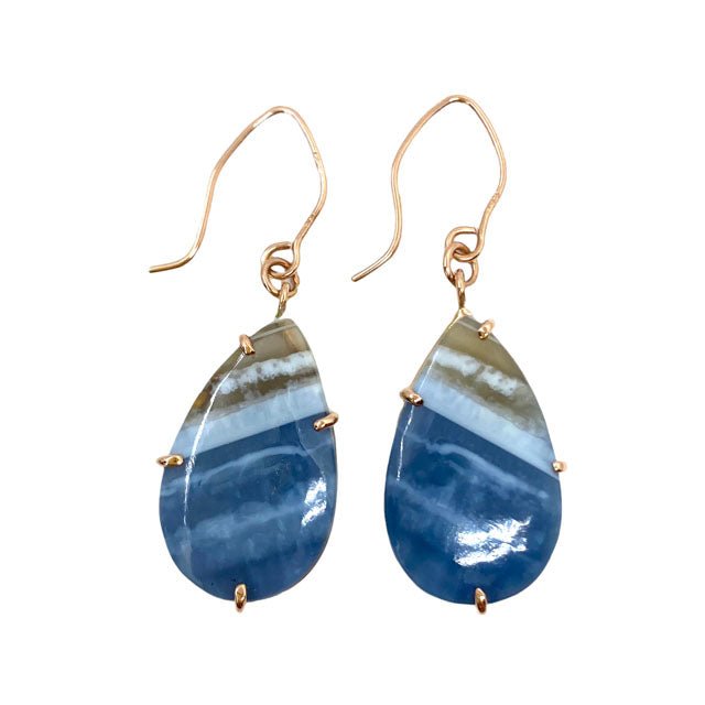 14k Blue Opal Earrings - Mettle by Abby