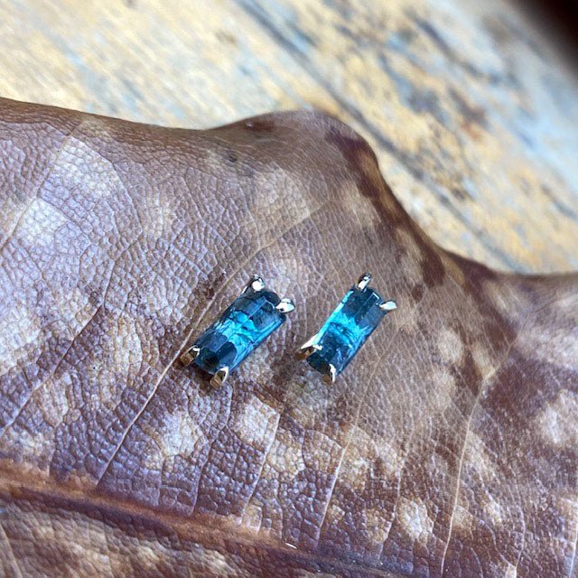 14k Blue Tourmaline Studs - Mettle by Abby