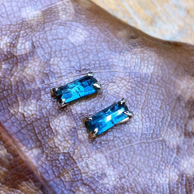 14k Blue Tourmaline Studs - Mettle by Abby